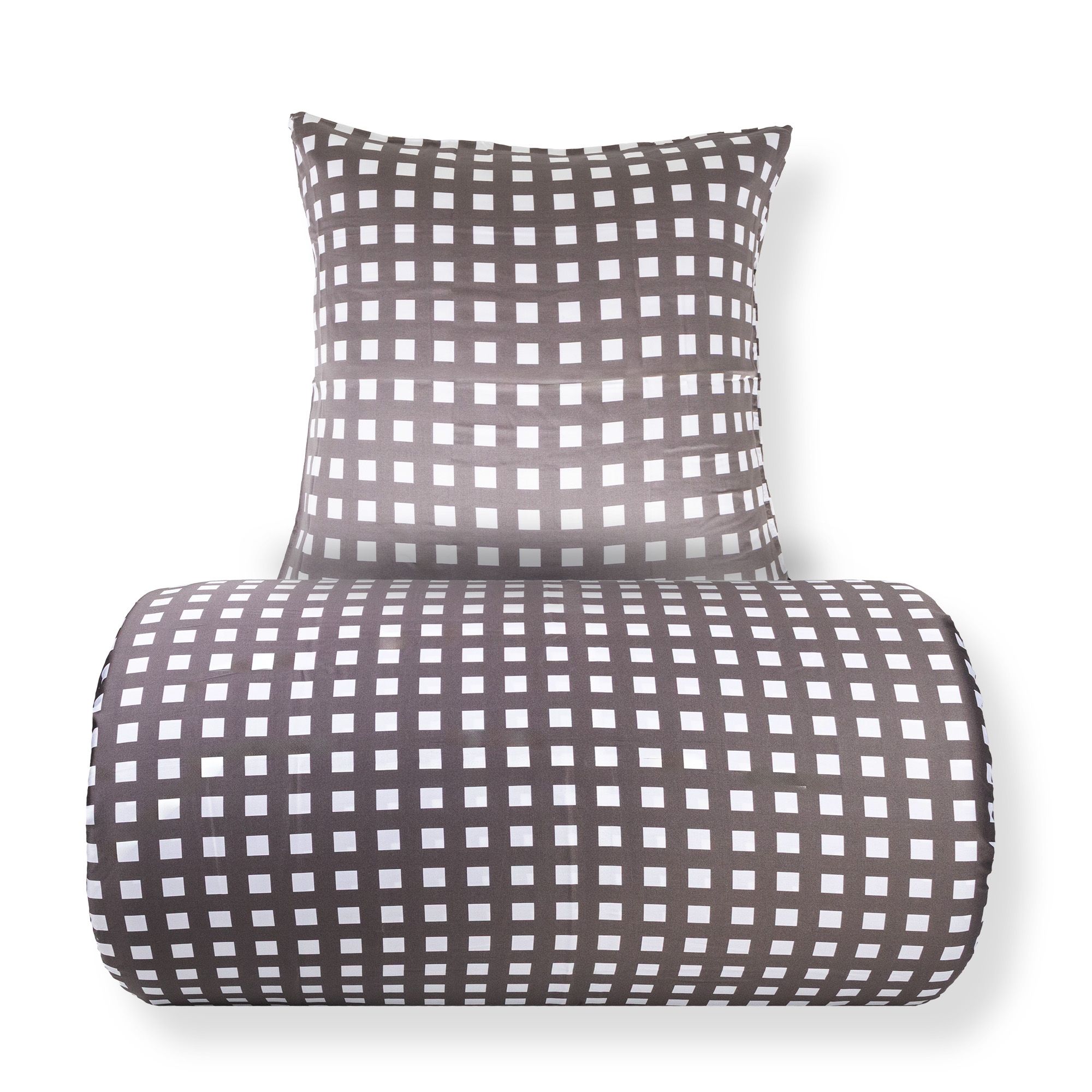 Bambus sengetøj - 100% bambus - Grå ternet