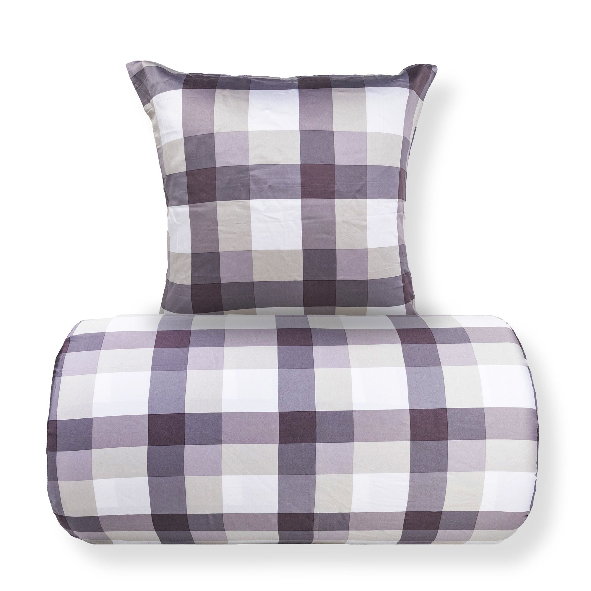 Bambus sengetøj - 100% bambus - Grå ternet