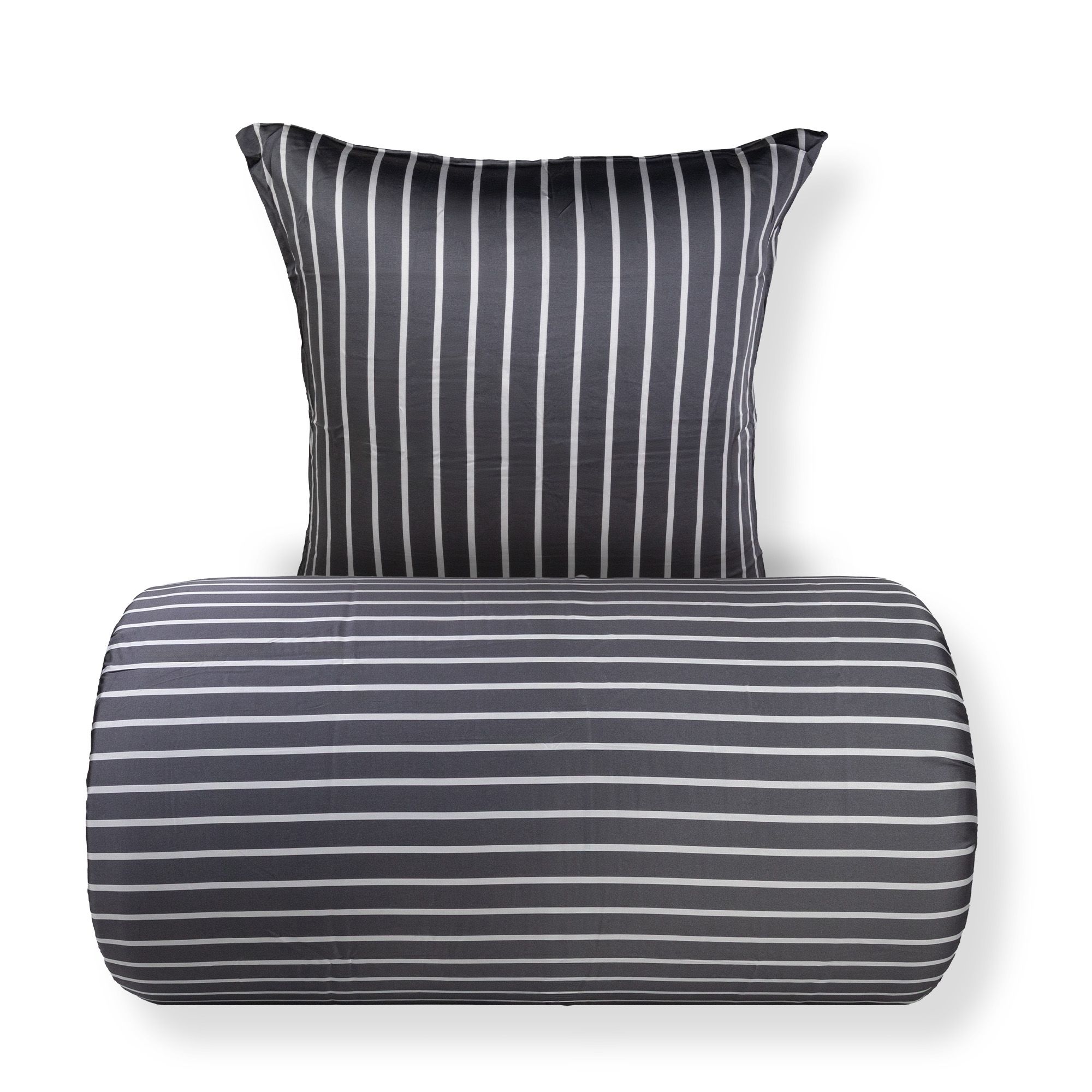 Bambus sengetøj - 100% bambus - Grå stribet