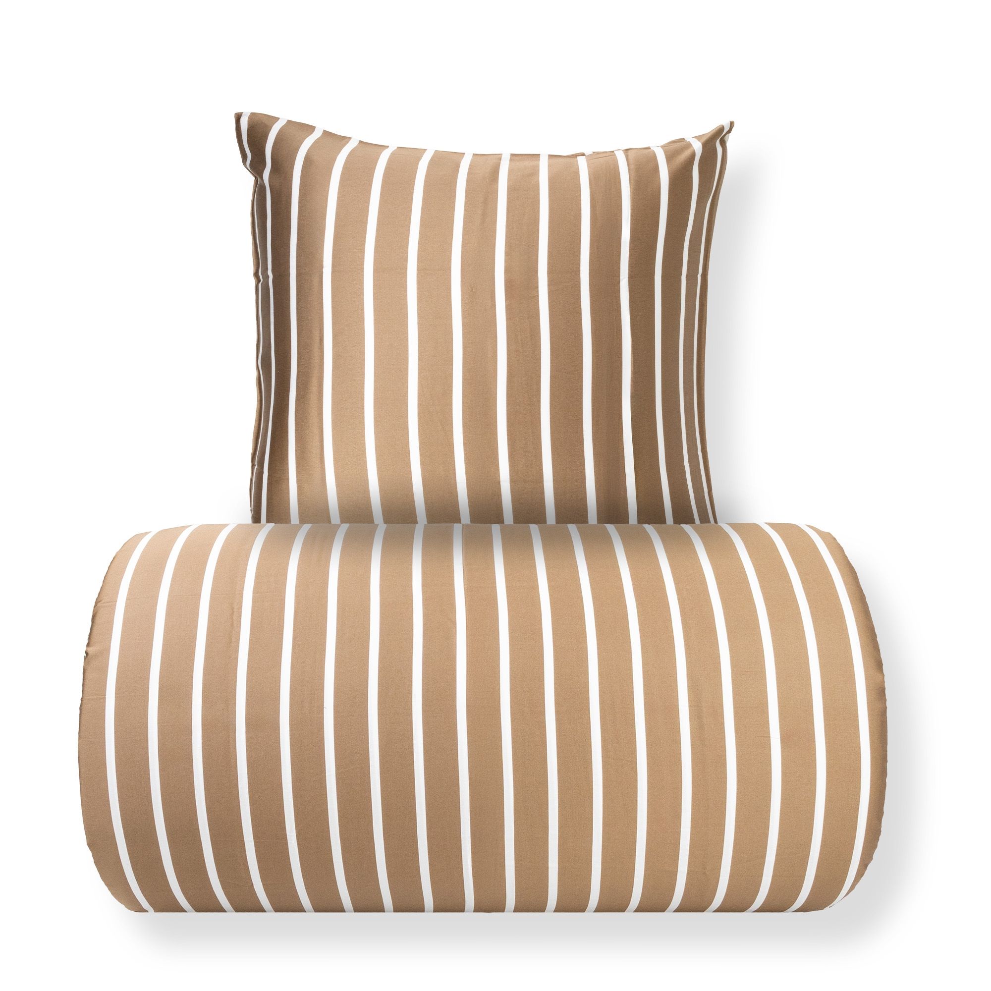 Bambus sengetøj - 100% bambus - Beige stribet