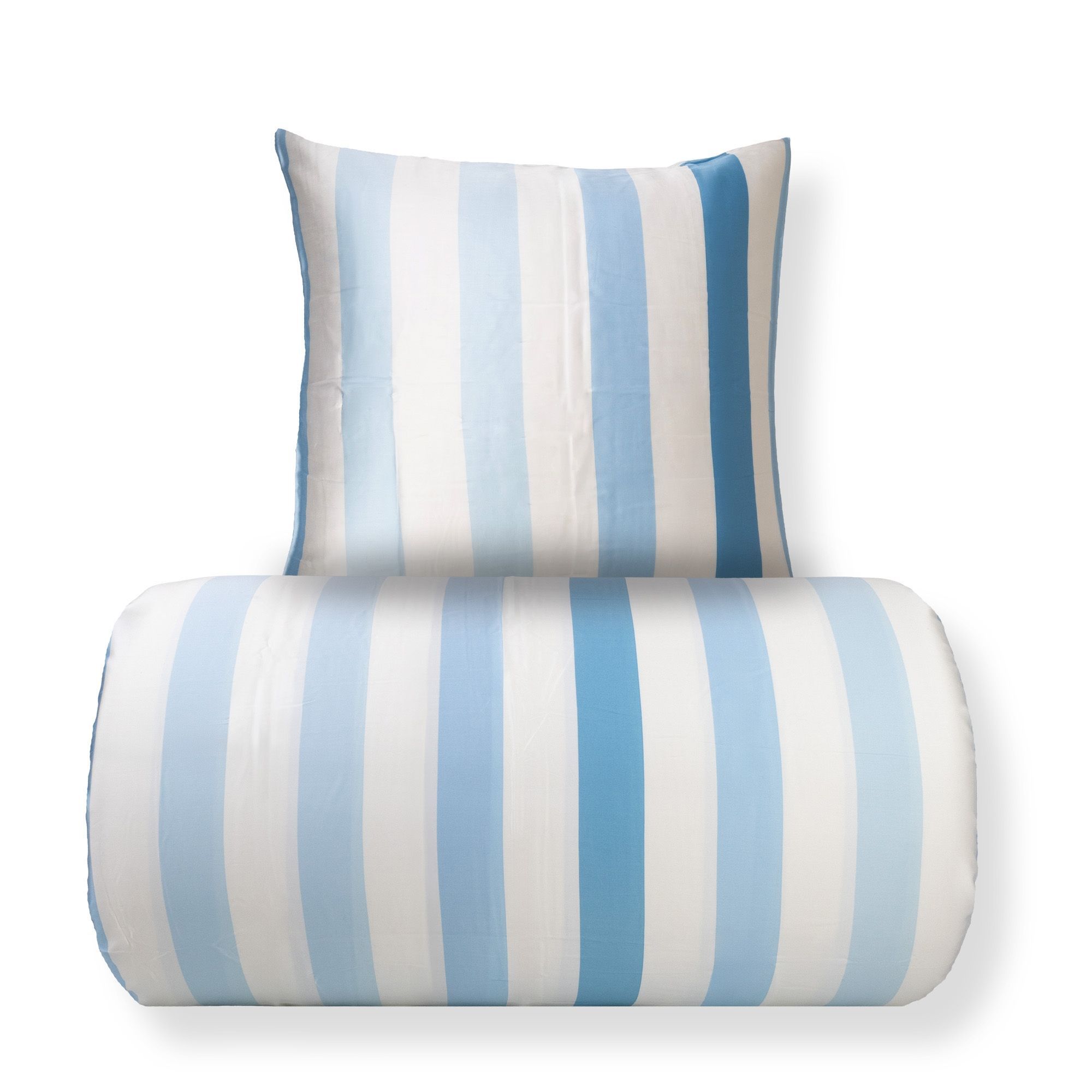 Bambus sengetøj - 100% bambus - Brede blå striber