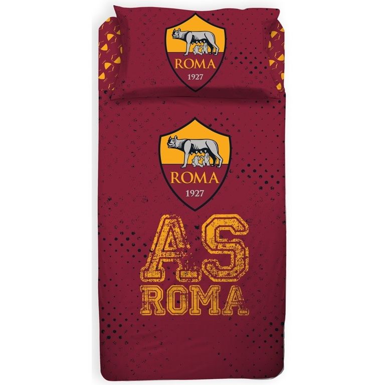 Sengetøj 140x200 cm - AS Roma - Fodbold sengetøj - Sengelinned i 100% bomuld billede