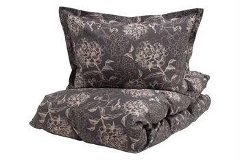 Billede af Borås Cotton sengetøj - 140x220 cm - Aila black - Sengesæt i 100% bomuldssatin - Borås Cotton sengelinned