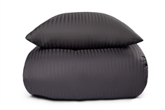 Dobbelt sengetøj i 100% Bomuldssatin - 200x220 cm - Mørkegråt ensfarvet sengesæt - Borg Living sengelinned