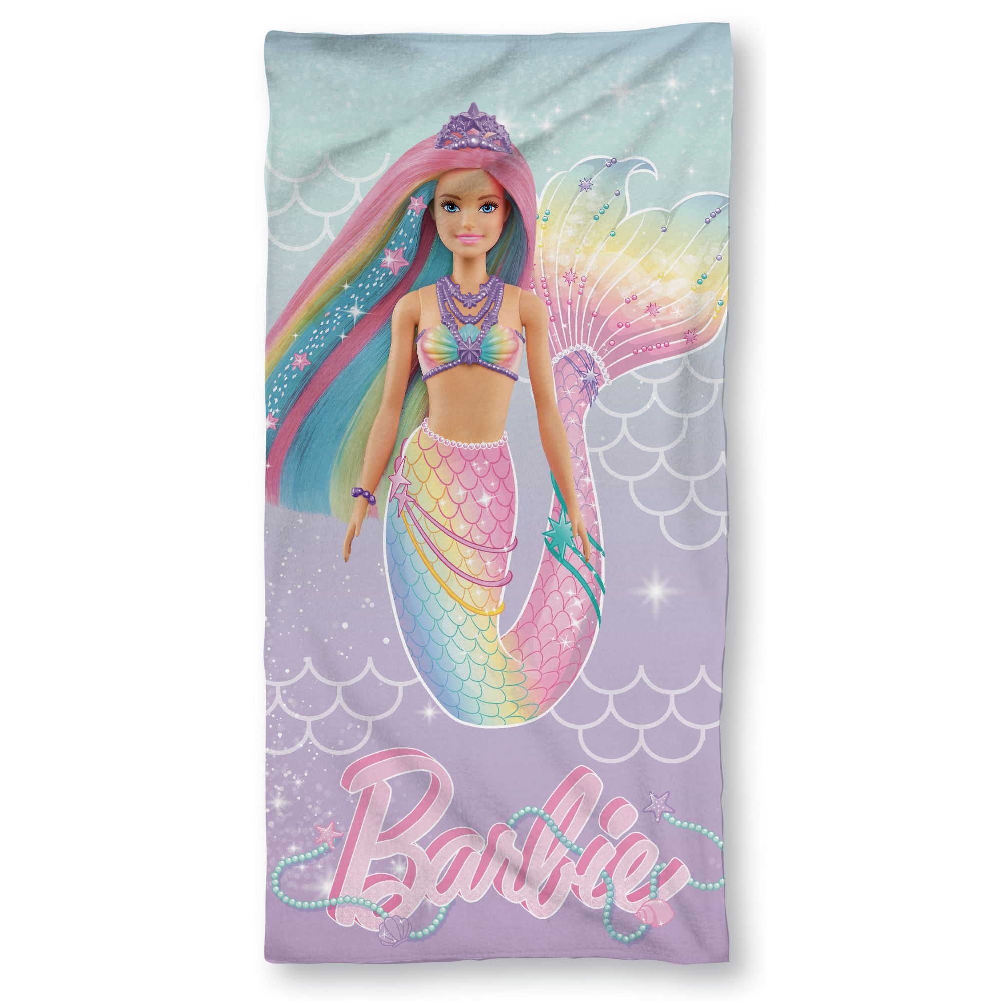 Barbie håndklæde - 70x140 cm - 100% bomuld - Blødt badehåndklæde med Barbie som havfrue billede