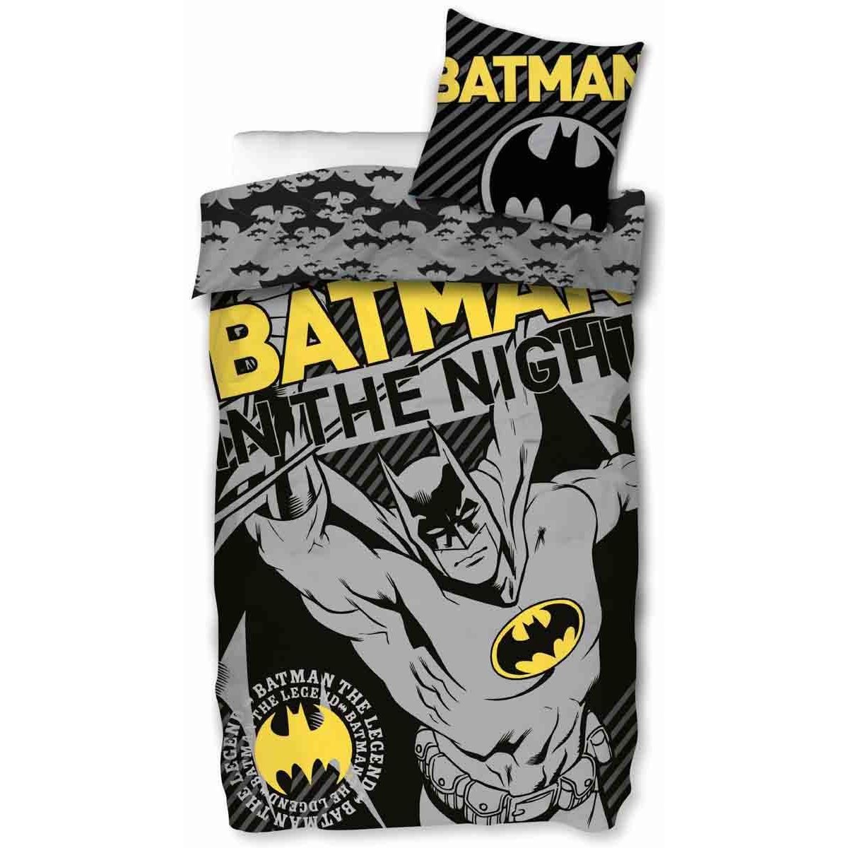 Batman sengetøj - 140x200 cm - In the night - Vendbart dynebetræk - Batman sengesæt i 100% bomuld billede