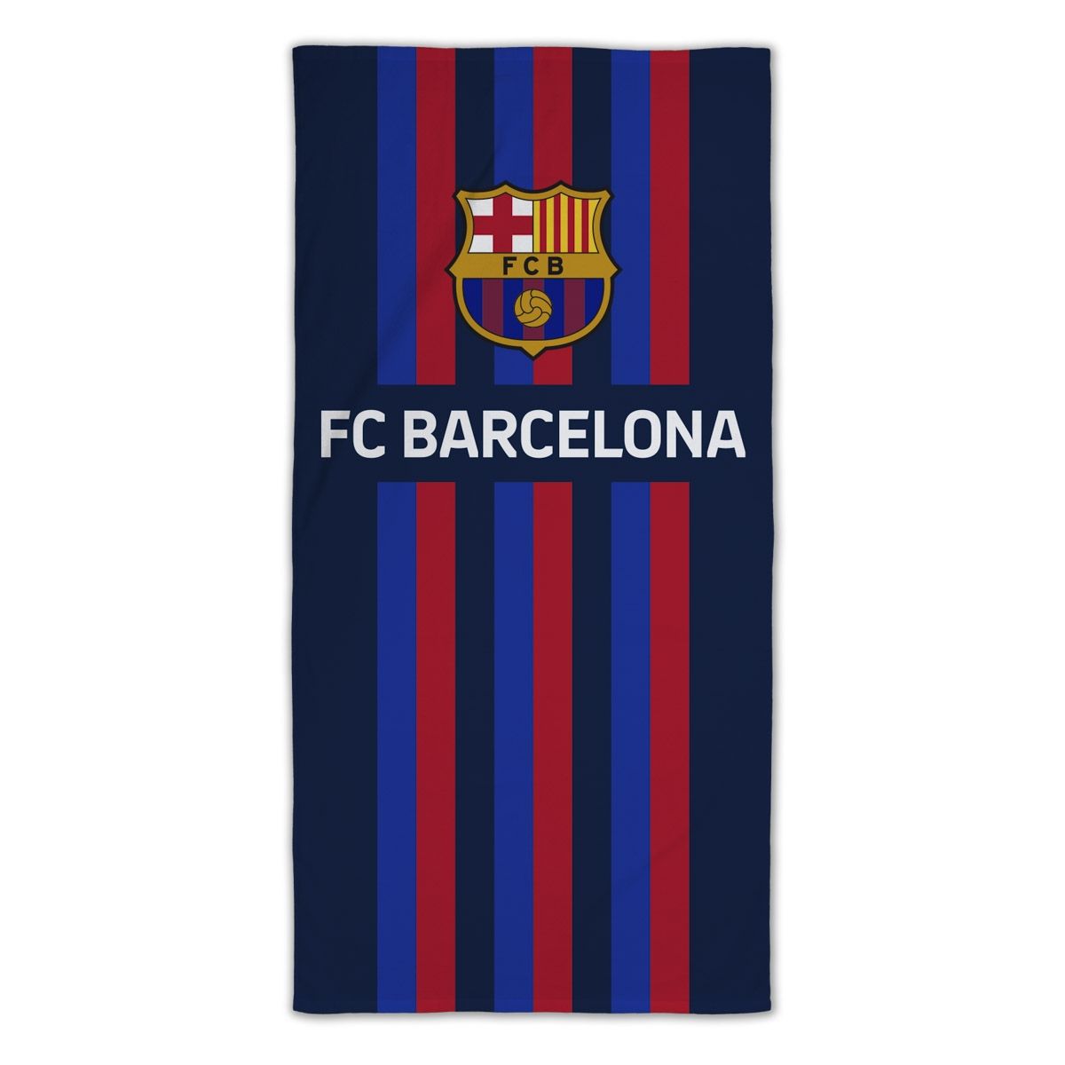 Stribet Barcelona håndklæde - 70x140 cm - 100% bomuld - Blødt badehåndklæde med den FC Barcelona logo billede