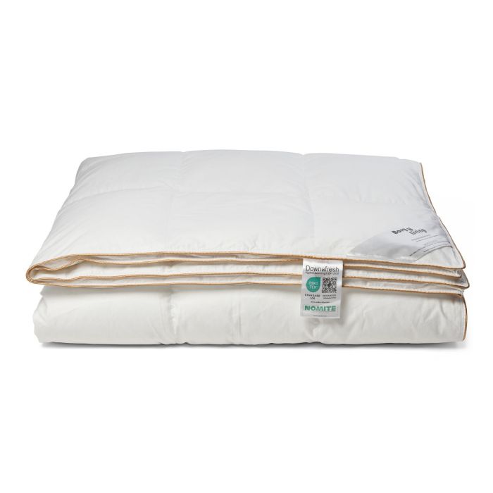 Dobbeltdyne 200x220 cm - 100% moskusdundyne - NOMITE helårsdyne (allergivenlig) - Ekstra fint bomuldssatin bolster - Borg Living Årsdynen 2025 