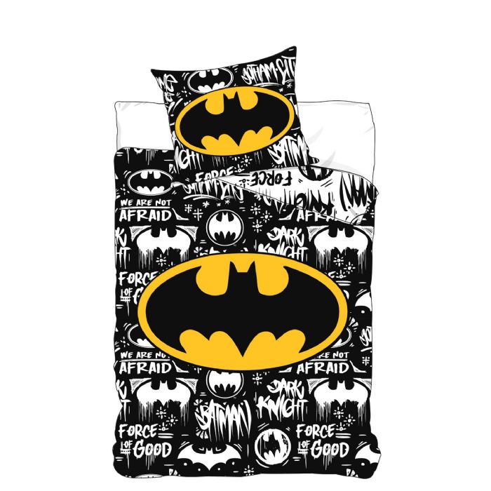 Batman sengetøj - 140x200 cm - Dynebetræk med 2 i 1 design - 100% bomulds sengesæt