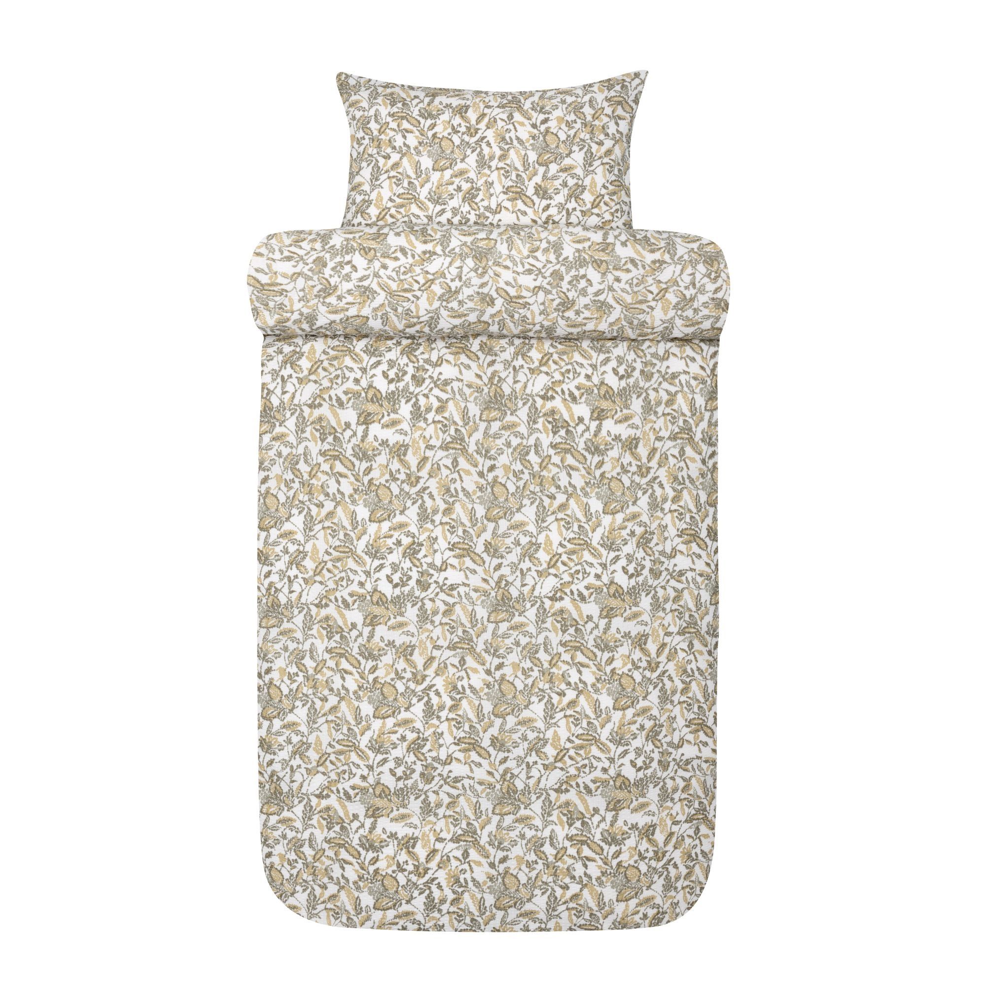 Vævet krepp sengetøj - Grønt sengesæt med blade - 100% blød bomuld - Bæk og bølge sengelinned - Barbro Høie Of Scandinavia