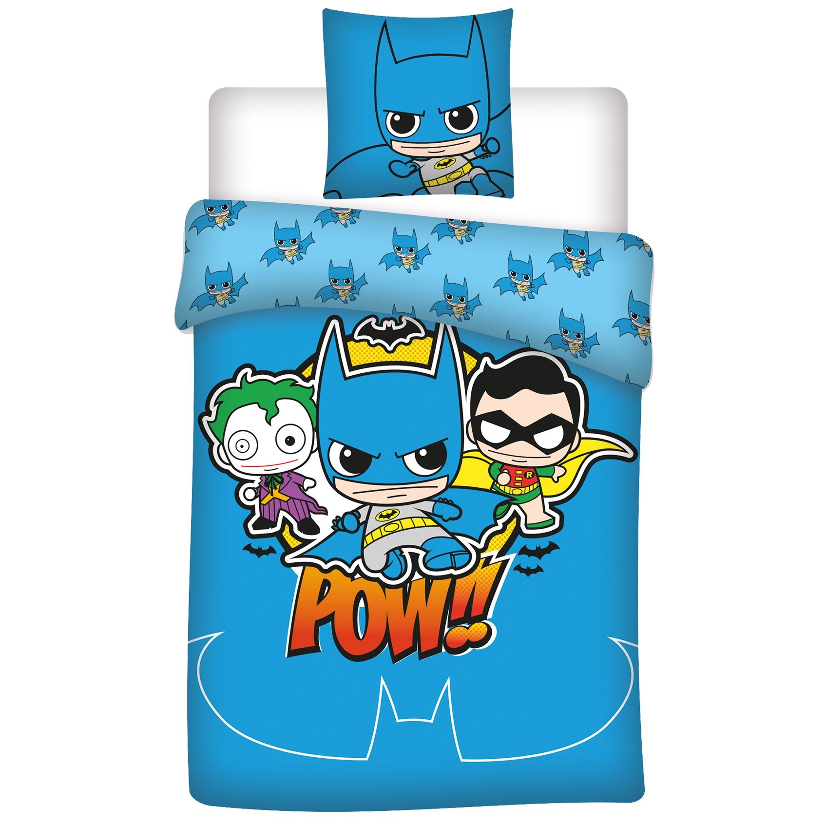 Junior sengetøj 100x140 cm - Batman DC sengesæt junior - Vendbart design - 100% bomuld billede