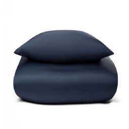 Bambus sengetøj - 100% Naturligt bambus - Nature By Borg - Mørkeblåt satinvævet dynebetræk 