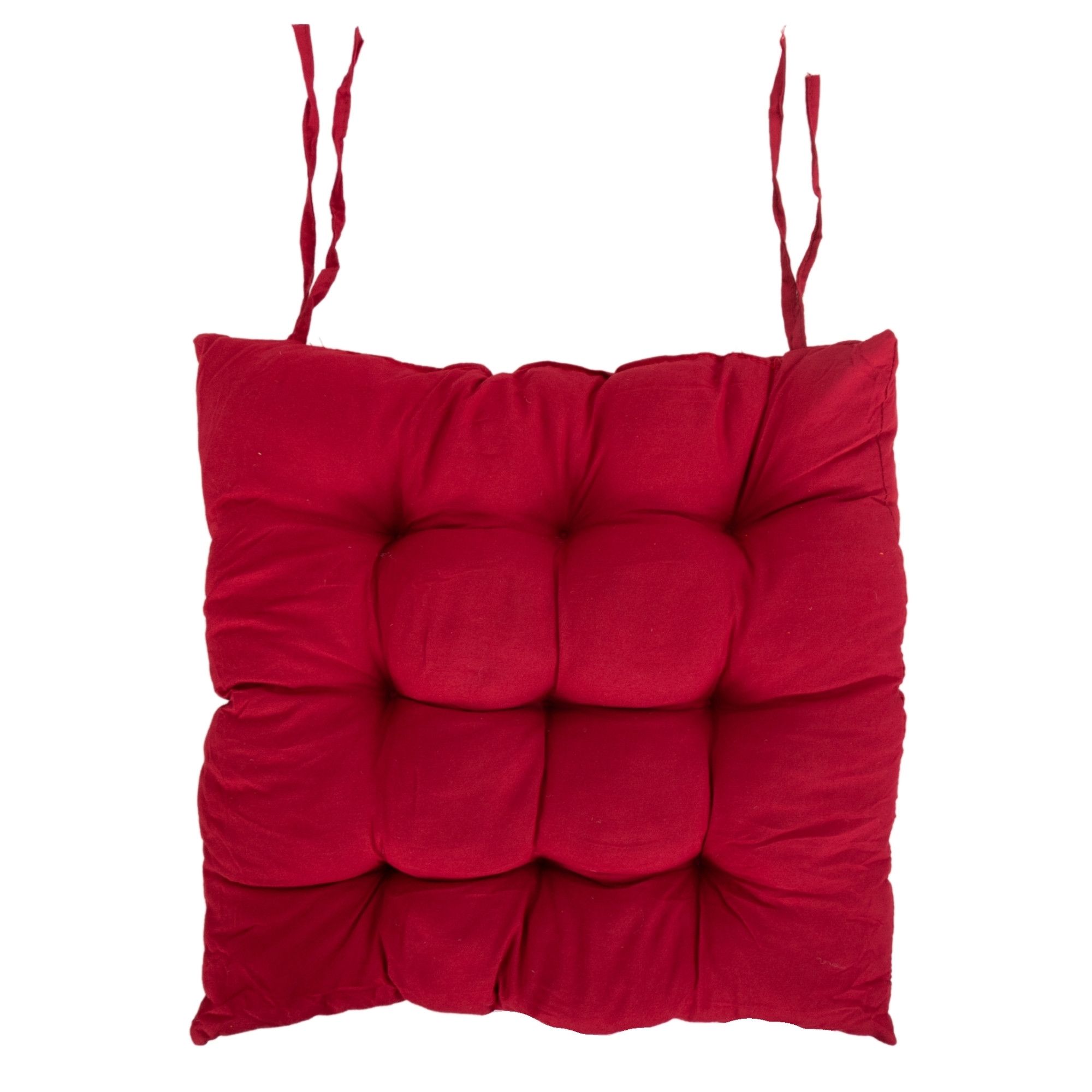 Stolehynde - 35x35x6 cm - Bordeaux ensfarvet havehynde - Blød komfort hynde