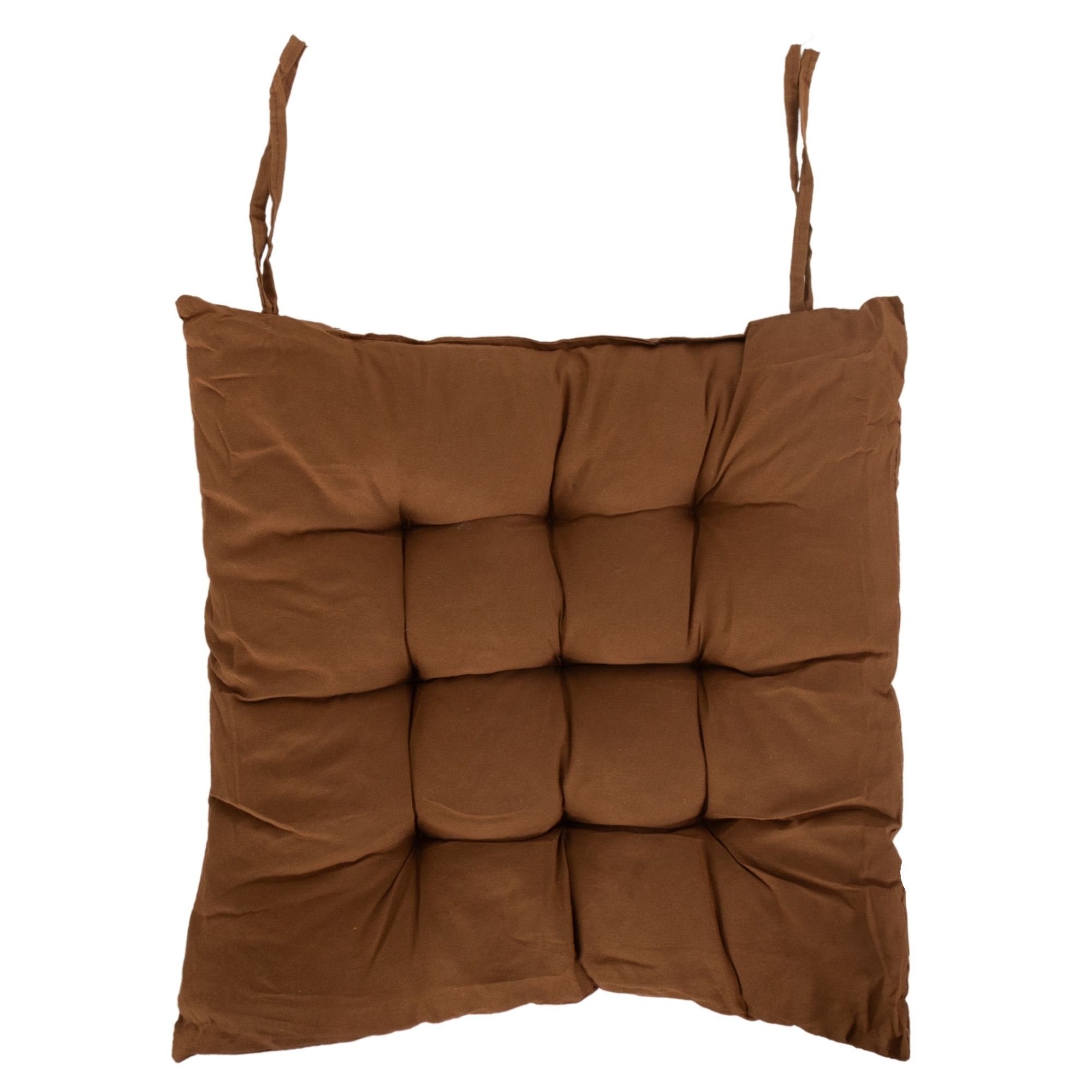 Stolehynde - 35x35x6 cm - Brun ensfarvet havehynde - Blød komfort hynde billede