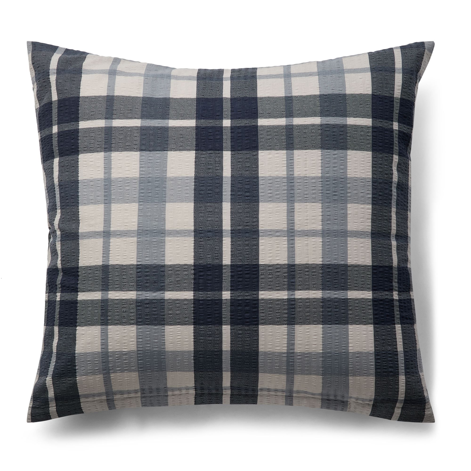 Bæk og Bølge pudebetræk 60x63 cm - Blåt ternet hovedpudebetræk - 100% bomuld - Krepp pudebetræk - By Night billede