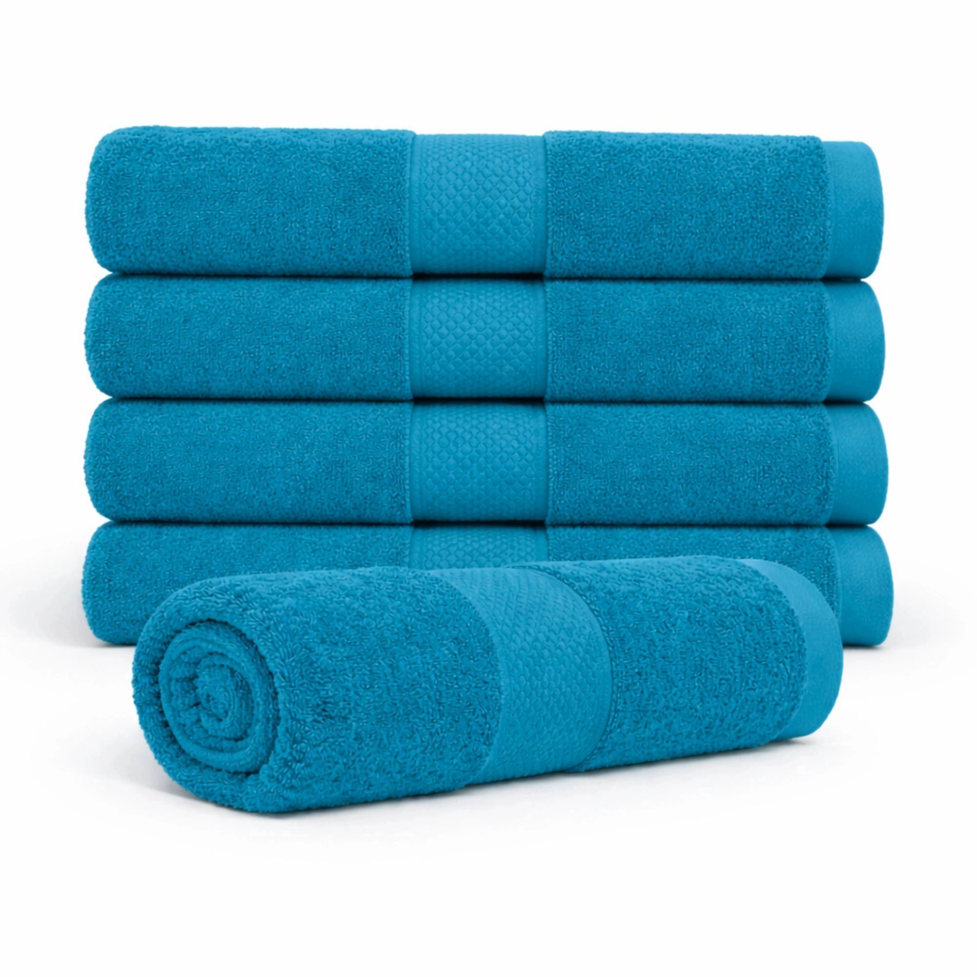 Bomulds håndklæde - 100% bomuld - Badehåndklæde 70x140 cm - Diamant - Petrol billede