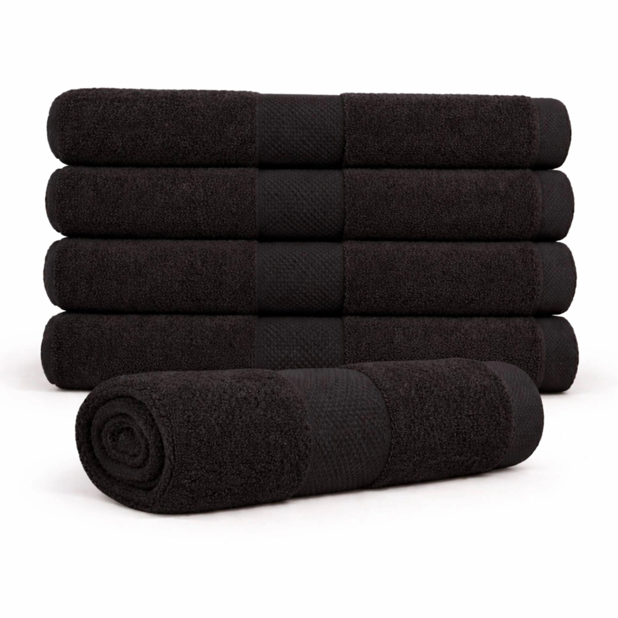 Bomulds håndklæde - 100% bomuld - Badehåndklæde 70x140 cm - Diamant - Sort billede