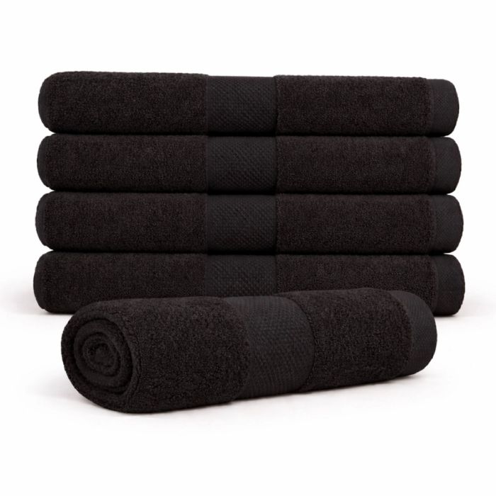 Bomulds håndklæde - 100% bomuld - Badehåndklæde 70x140 cm - Diamant - Sort