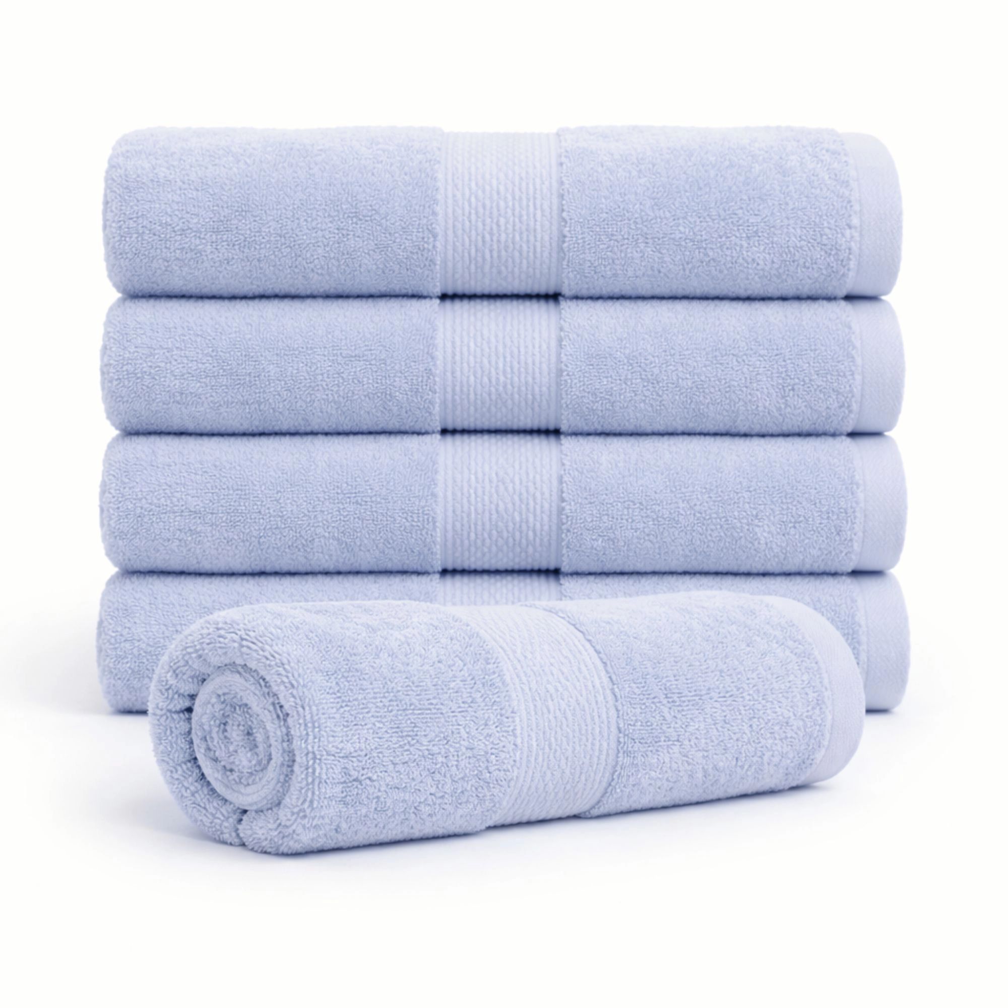 Bomulds håndklæde - 100% bomuld - Badehåndklæde 70x140 cm - Diamant - Lyseblå billede