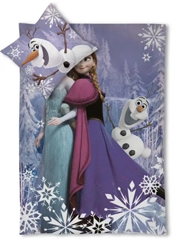 Frozen sengetøj 150x210 cm - Frozen - Anna,  Elsa & Olaf - 2 i 1 design - 100% bomuld