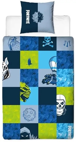 Fortnite sengetøj - 140x200 cm - 2 i 1 design - Sengesæt i 100% bomuld