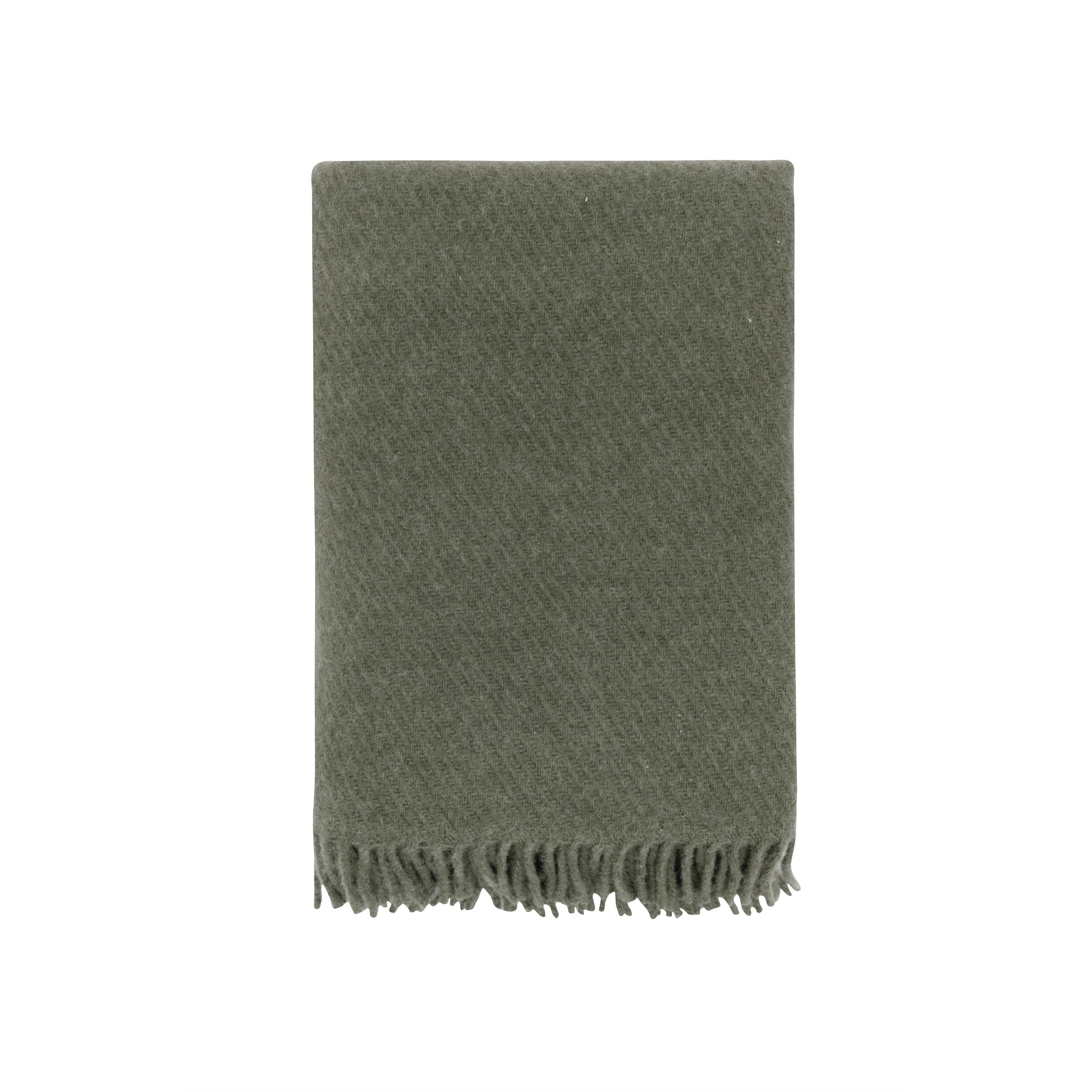 Uldplaid - 100% Ren ny uld - Høie of Scandinavia uldtæppe - Falketind grøn - 120x180 cm billede