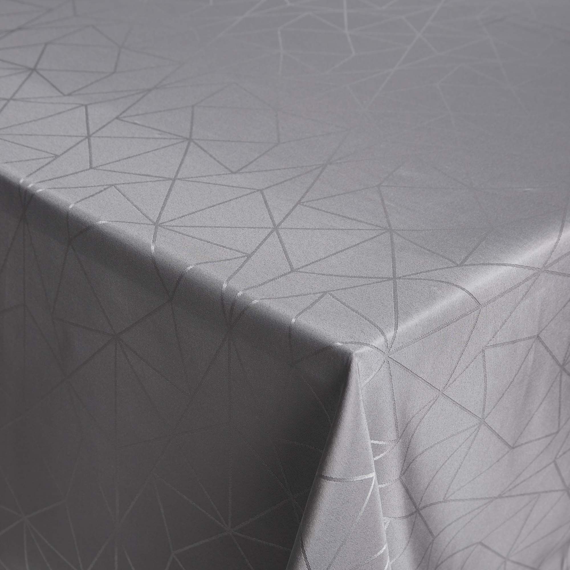 Borddug - Damask dug - Grå tekstildug - Jacquardvævet dug med geometrisk mønster - Eksklusiv festdug