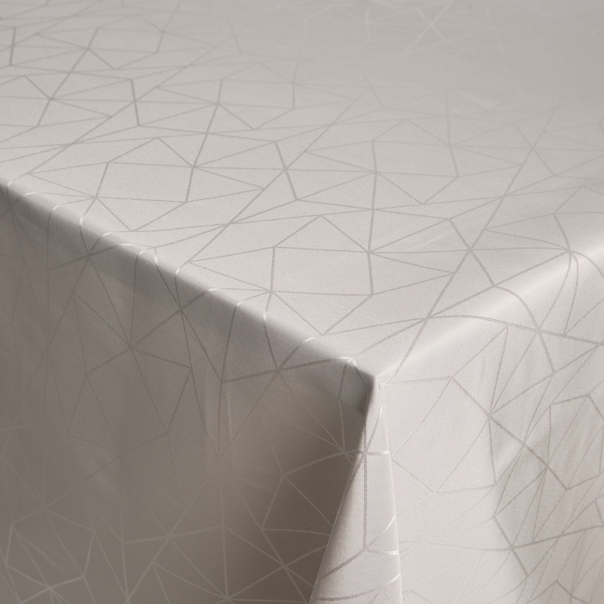 Borddug - Damask dug - Sandfarvet tekstildug - Jacquardvævet dug med geometrisk mønster - Eksklusiv festdug