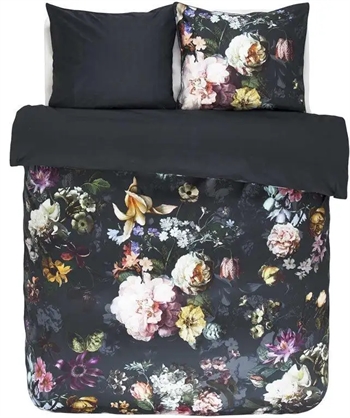 Billede af Blomstret sengetøj 200x200 cm - Fleur Nightblue - Blåt sengetøj - 2 i 1 design - 100% bomuldssatin - Essenza