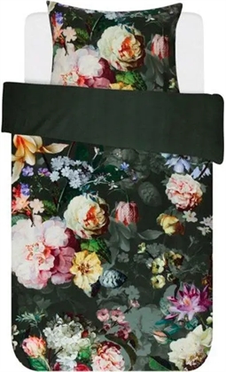 Blomstret sengetøj - Essenza Fleur green - Sengesæt med vendbar design - 100% bomuldssatins sengelinned
