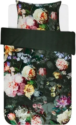 Blomstret sengetøj 140x200 cm - Fleur Grønt sengesæt - Vendbart 2 i 1 design - Essenza sengetøj bomuldssatin