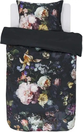 Billede af Essenza sengetøj - 140x220 cm - Fleur Nightblue - Vendbart dynebetræk - 100% bomuldssatin sengesæt hos Shopdyner.dk