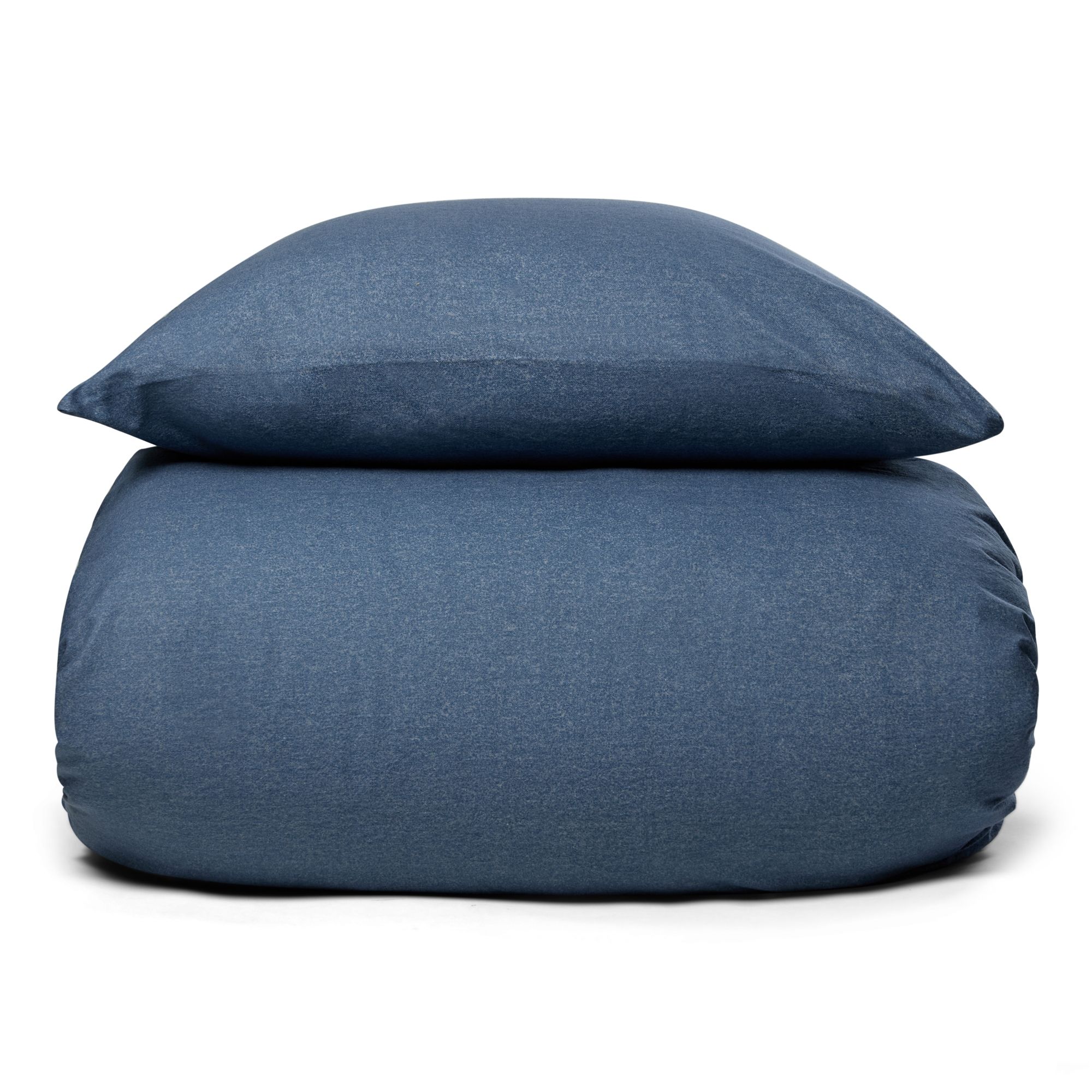 Flonel sengetøj - Blødt ensfarvet sengesæt - Blue Melange - 100% bomuldsflonel - By Night sengelinned