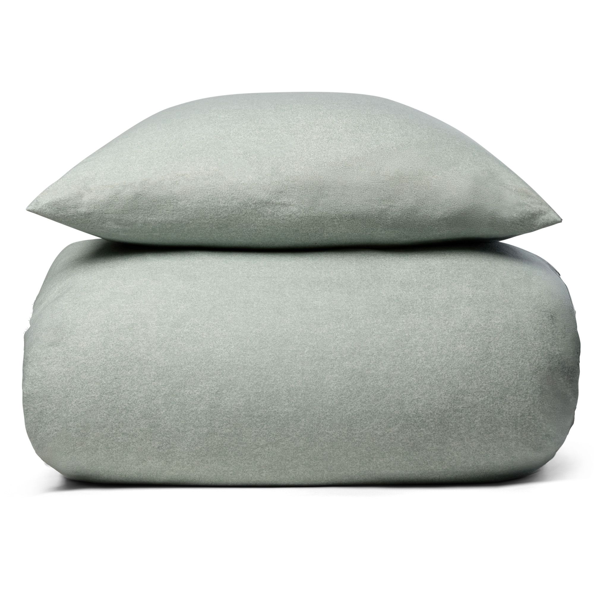 Flonel sengetøj - Blødt ensfarvet sengesæt - Green Melange - 100% bomuldsflonel - By Night sengelinned