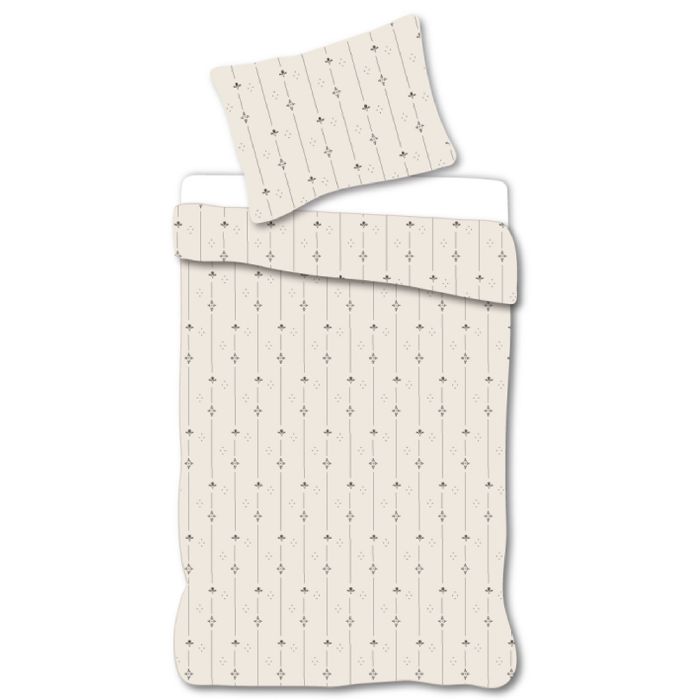 Baby sengetøj 70x100 cm - Hvidt sengesæt med sorte mønstret striber - 100% blødt bomulds sengelinned