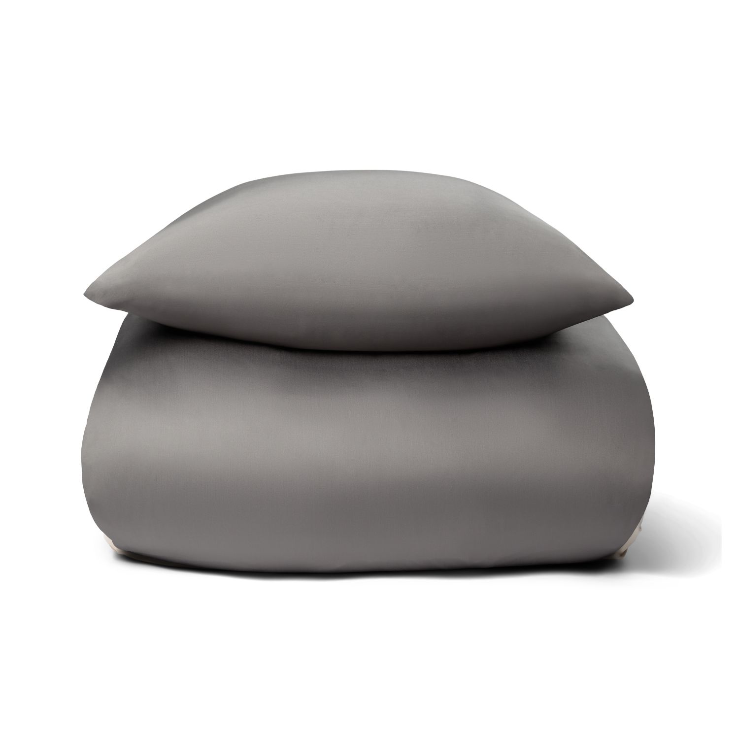 Bambus dobbelt sengetøj - 240x220 cm - 100% Naturligt bambus - Nature By Borg - Gråt satinvævet king size dynebetræk billede