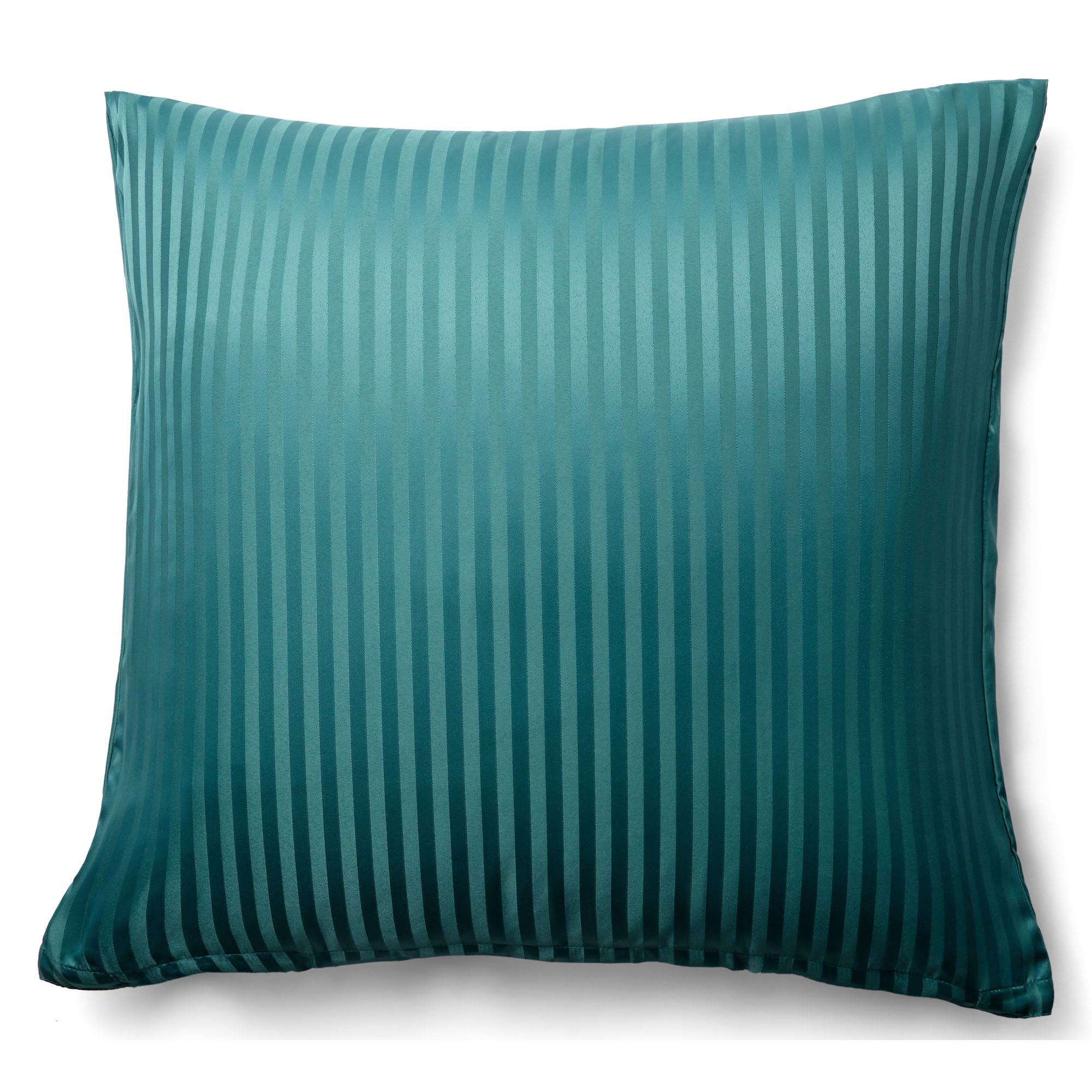 Pudebetræk 60x63 cm - Microfiber - Ensfarvet med petrol farvet striber