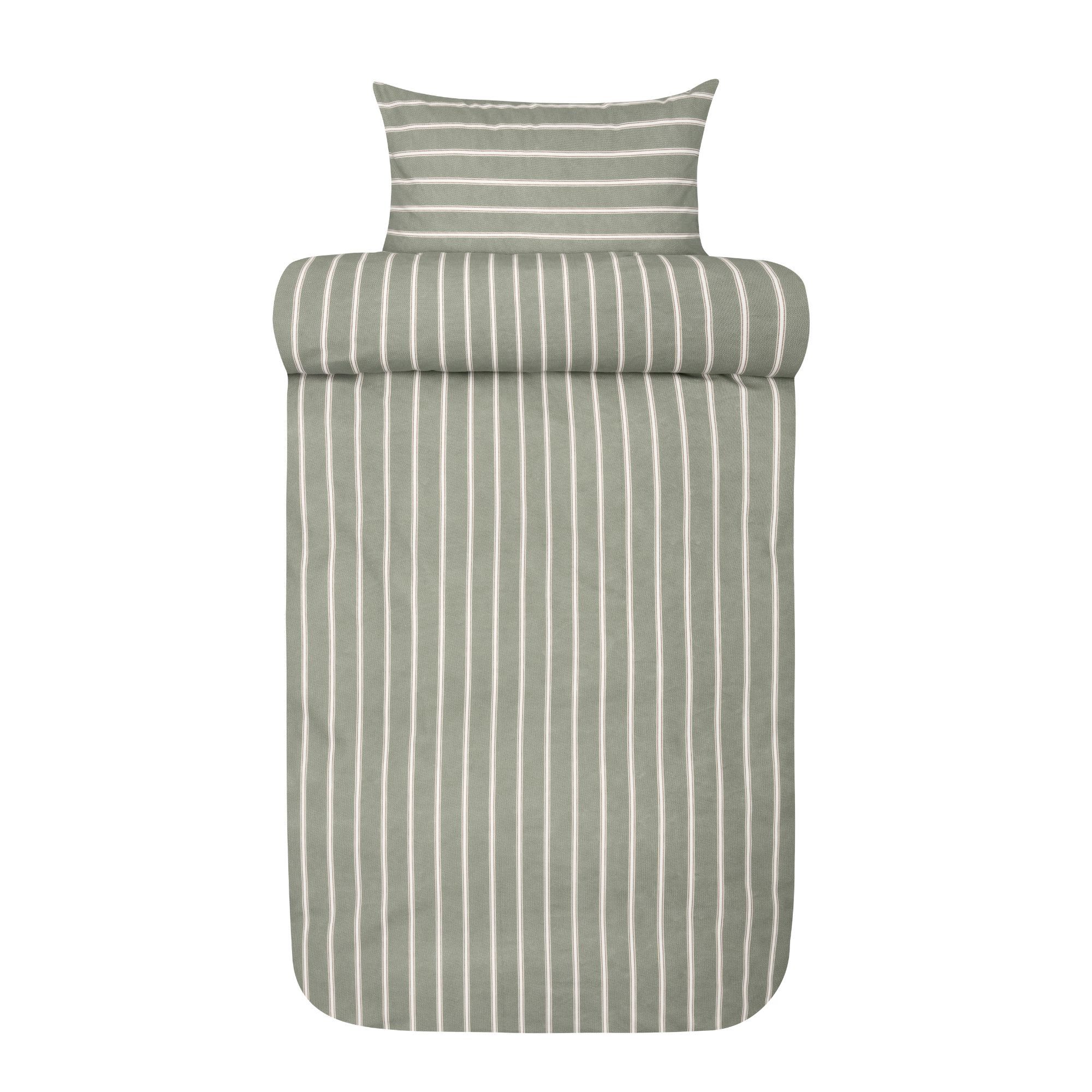 Flonel sengetøj - Grønt stribet sengesæt - 100% bomulds flonel - Henning Høie of Scandinavia sengelinned