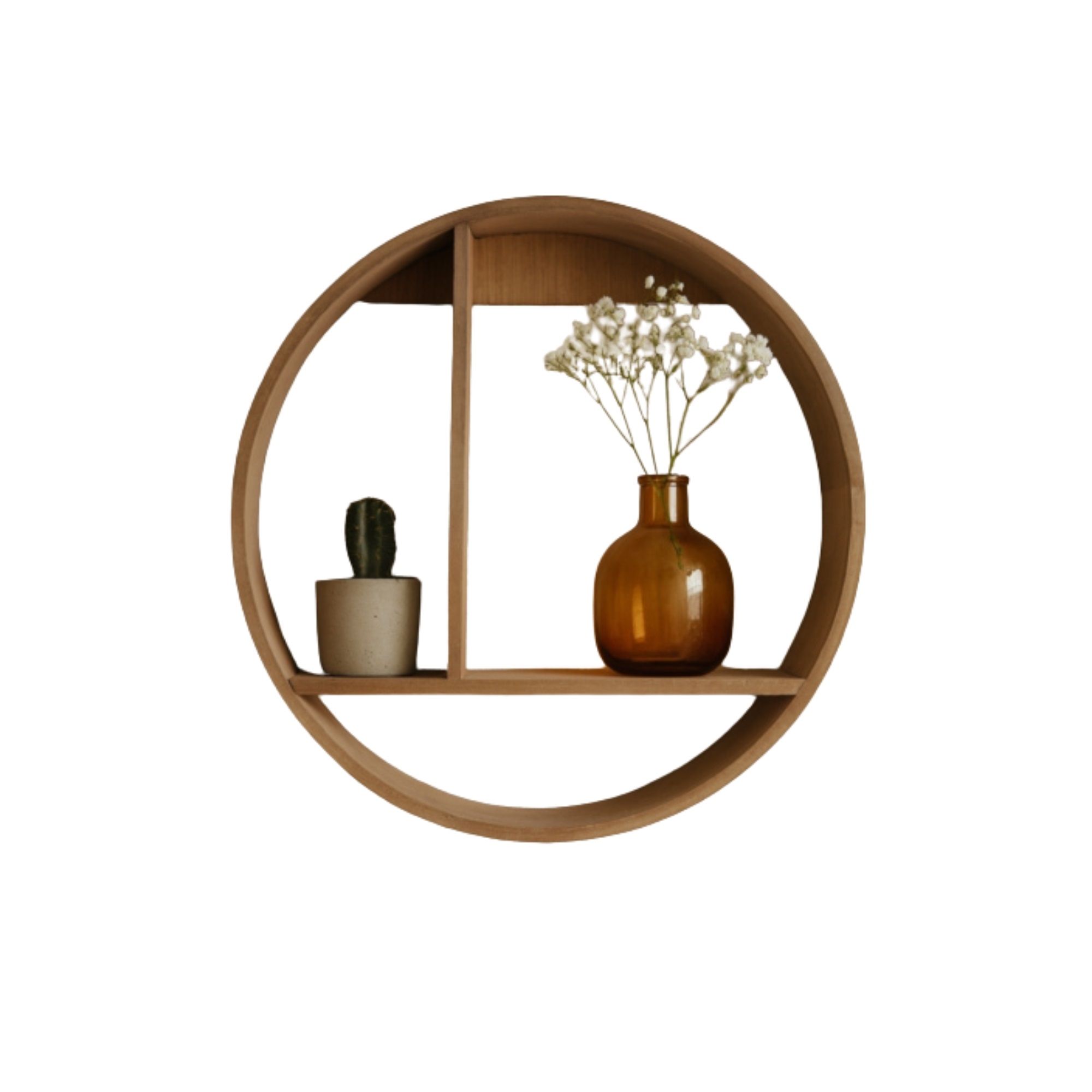 Hylde - Rund væghylde Ø37 cm - Lysbrunt træ billede