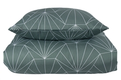 Sengetøj 200x220 cm -  Hexagon støvet grøn - Vendbart dynebetræk - 100% Bomuldssatin - By Night sengesæt