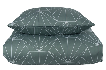 Se Sengetøj dobbeltdyne - 200x200 cm - Vendbart design i 100% Bomuldssatin - Hexagon støvet grøn - Sengesæt fra By Night hos Shopdyner.dk