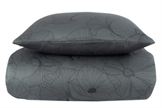 King size sengetøj 240x220 cm - Big flower grey - Vendbart dobbelt dynebetræk - 100% Bomuldssatin - By Night