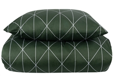 Sengetøj dobbeltdyne 200x220 cm - Graphic harlekin grøn - 100% Bomuldssatin - By Night dobbelt sengetøj