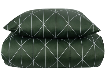 Billede af Sengetøj dobbeltdyne 200x220 cm - Graphic harlekin grøn - 100% Bomuldssatin - By Night dobbelt sengetøj