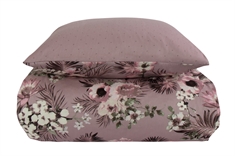Sengetøj - Vendbart design i 100% Bomuldssatin - Flowers & Dots lavendel - Sengesæt fra By Night