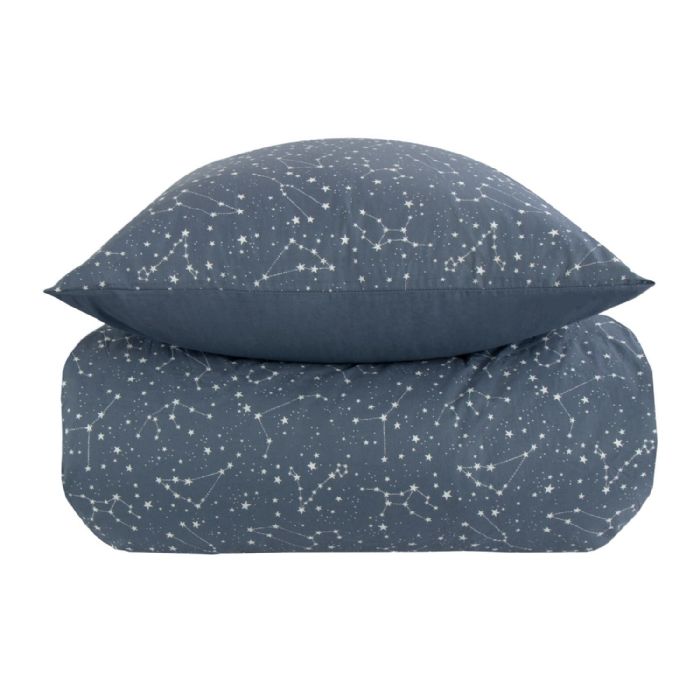 Dobbeltdyne sengetøj 200x200 cm - Zodiac blue - Stjernebillede - Dynebetræk i 100% Bomuld - Borg Living