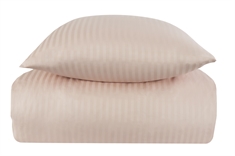 Lyserødt sengetøj - 150x210 cm - Sengesæt med smalle striber - 100% Bomuldssatin sengetøj