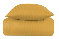 Sengetøj dobbeltdyne 200x200 cm - Karrygult - Stribet sengetøj i 100% Bomuldssatin - Borg Living sengelinned
