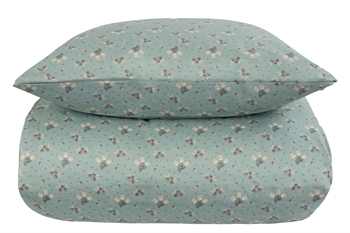 Blomstret sengetøj - 140x220 cm - Summer turkis - 100% Bomuldssatin sengetøj - By Night sengesæt