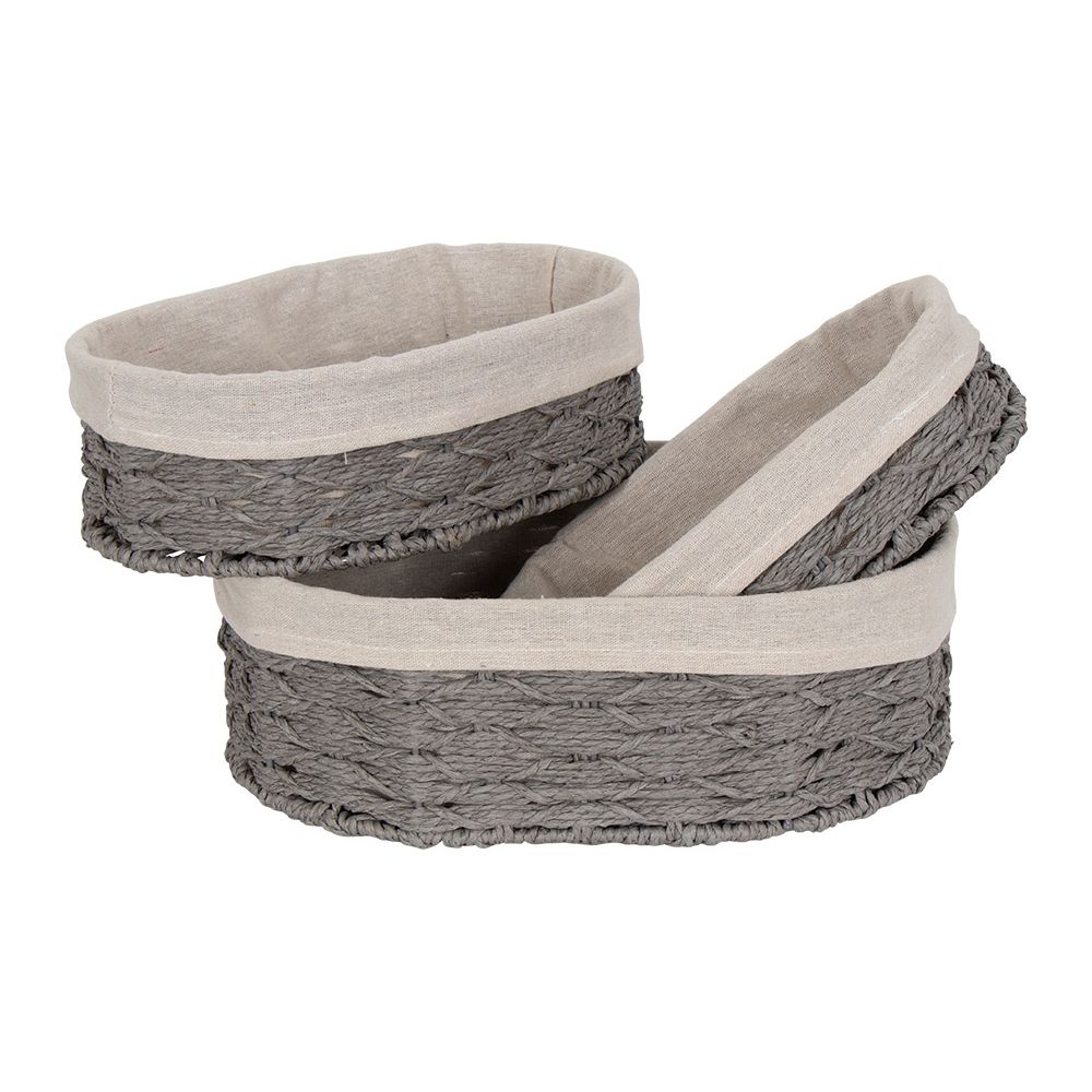 Fletkurve - Sæt a 3 stk - Grå opbevaringskurve med bomuldsbetræk billede